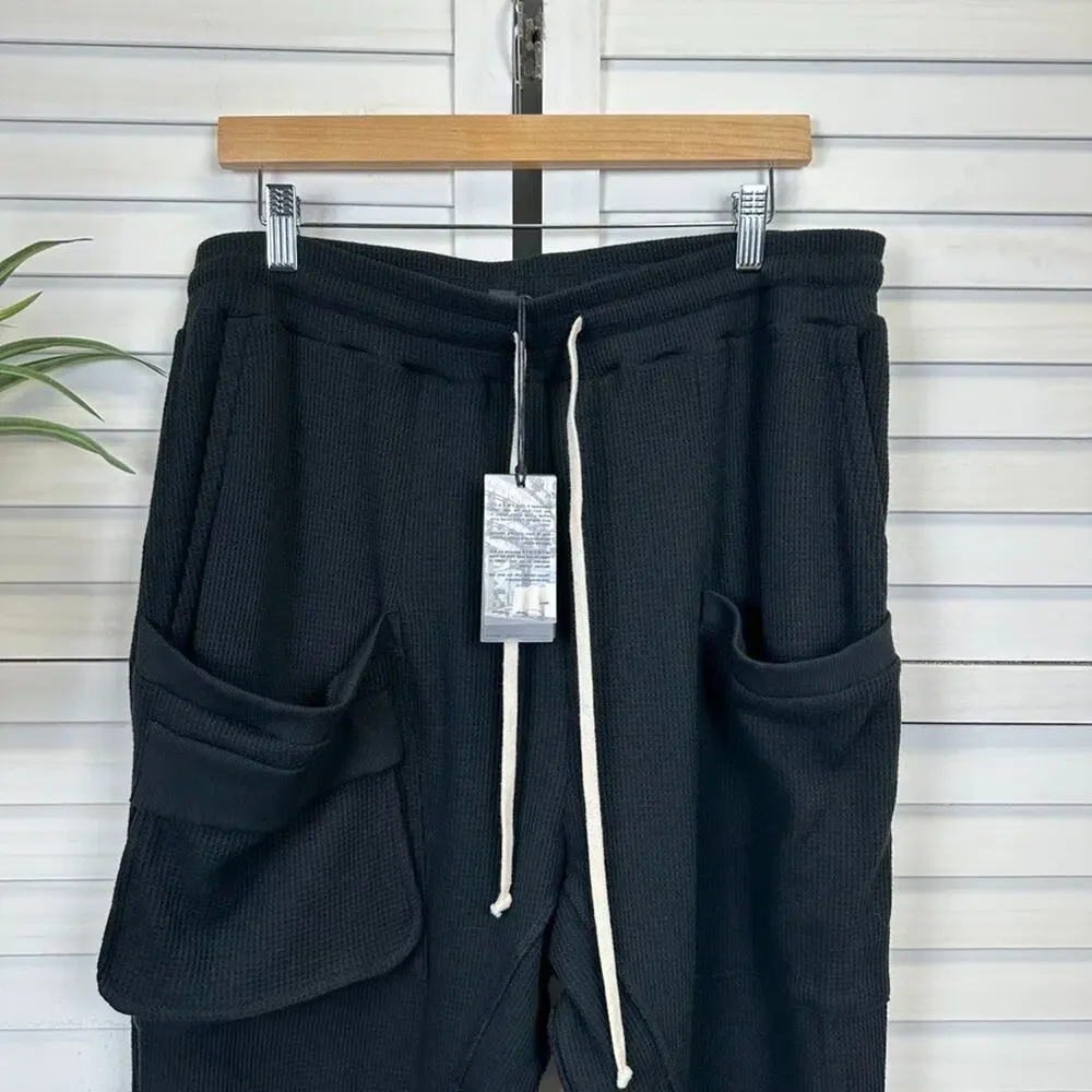 New Twenty Montreal Black Everest Thermal Joggers Waffle Knit Pants Mens Size XL